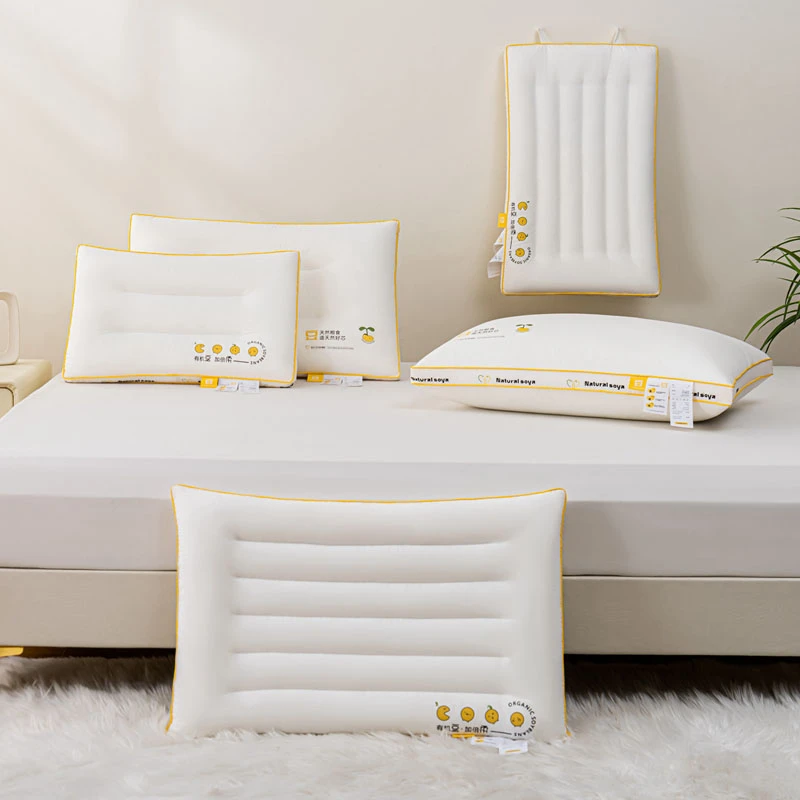 2023新款有机豆加倍柔枕天然大豆透气酒店成人家用低枕防螨宿舍