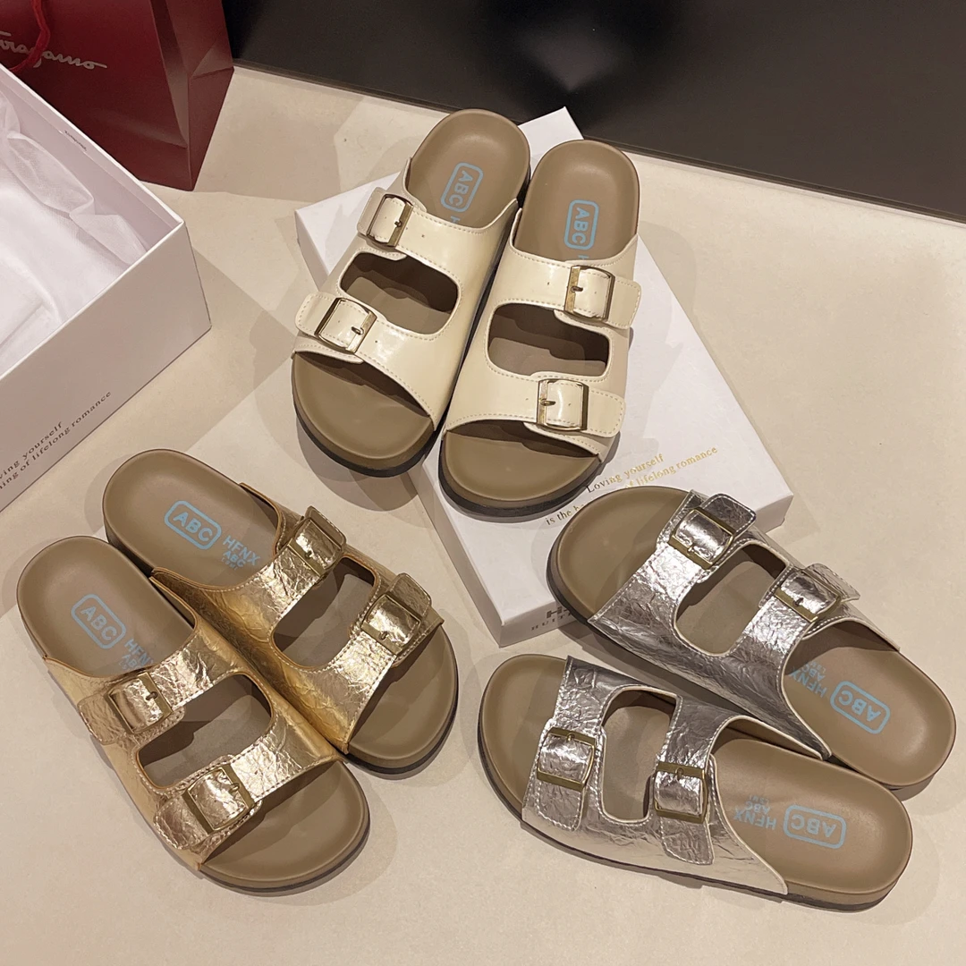 【莫小白】4厘米银色厚底女2024年夏季新款外穿百搭拖鞋复古半拖鞋