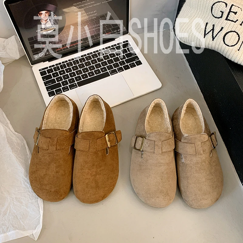 【莫小白】秋冬厚底加绒加厚百搭舒适一脚蹬勃肯鞋女时尚网红款