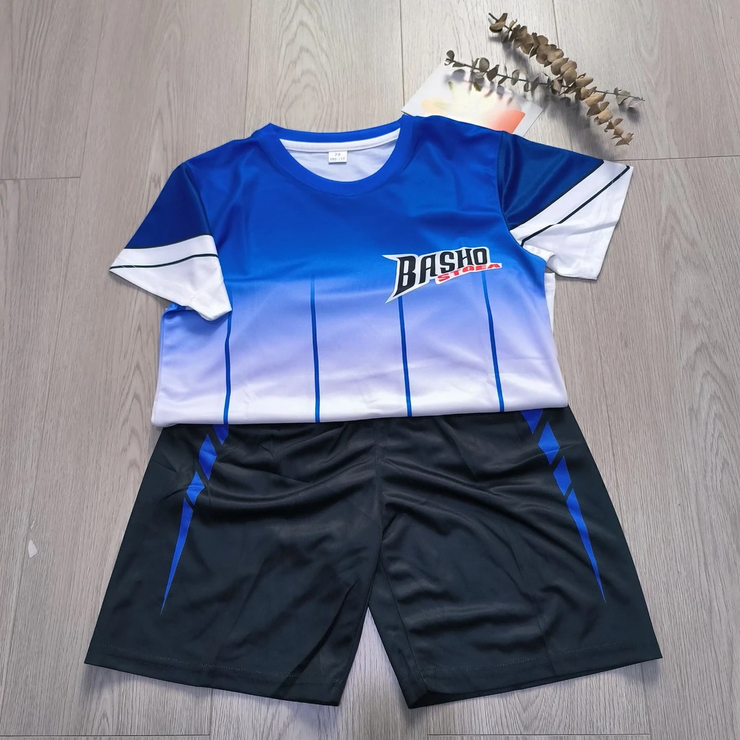 2024年新款男童时尚洋气夏季假两件球衣帅气宽松套装-CT109
