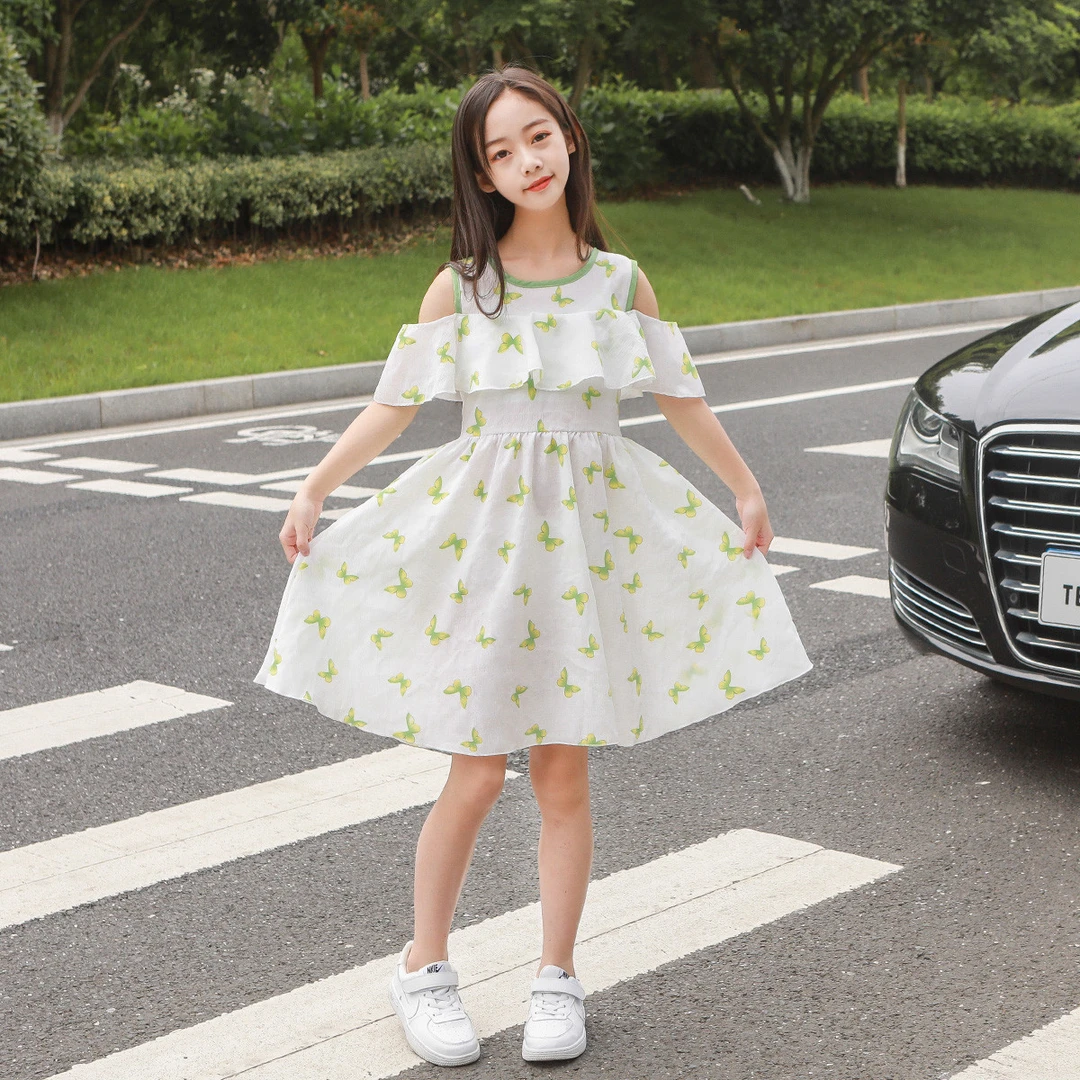 【YXC51】女童夏季连衣裙中大童短袖薄款透气收腰法式公主裙子
