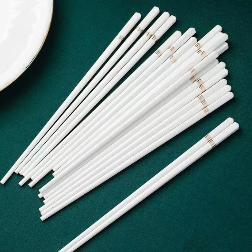 镁缘景德镇高温骨瓷描金陶瓷筷子10双装+赠描金米饭铲1个防霉防菌