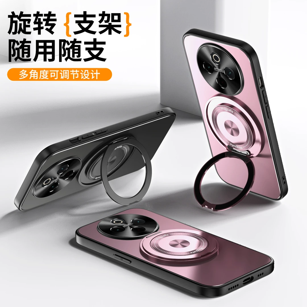 适用vivo y300pro旋转磁吸支架手机壳磨砂y300pro全包防摔保护壳