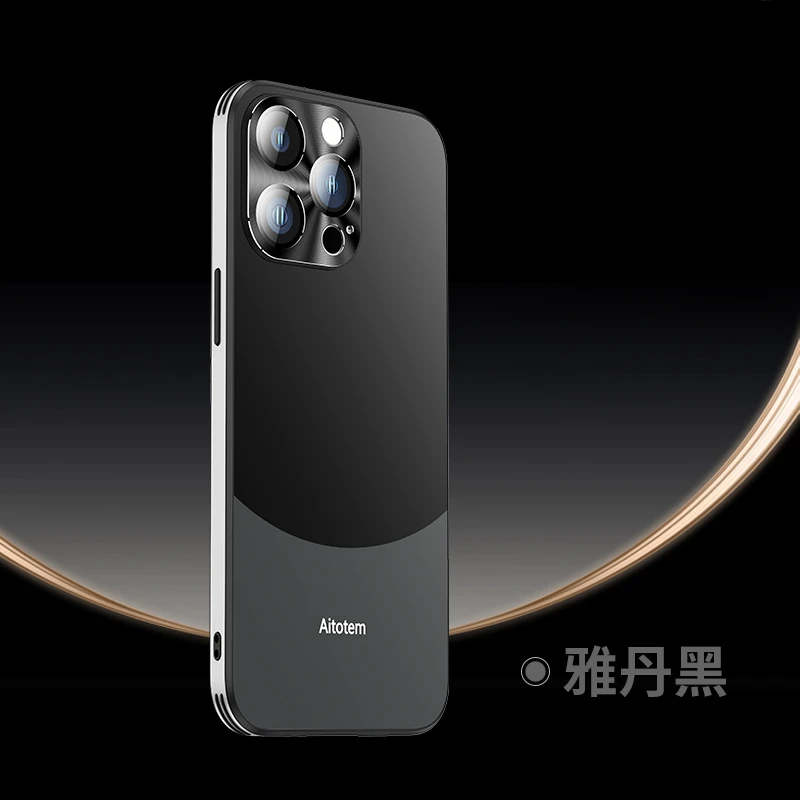 新款苹果15手机壳直边磨砂软边防摔iphone15promax金属镜头保护套