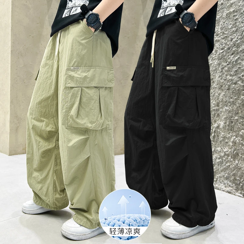 男童直筒工装裤夏季薄款防蚊裤中大童休闲长裤宽松夏款儿童阔腿裤