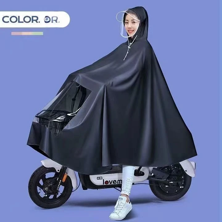 雨衣电动车摩托车雨披单人男女成人双帽檐加大加厚防暴雨骑行雨具