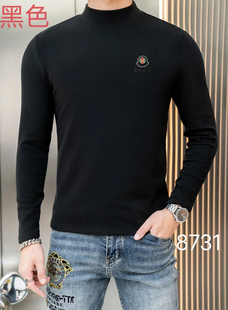 【疯哥】8731男士针织半高领双面德绒打底衫 百搭加厚圆领长袖内搭