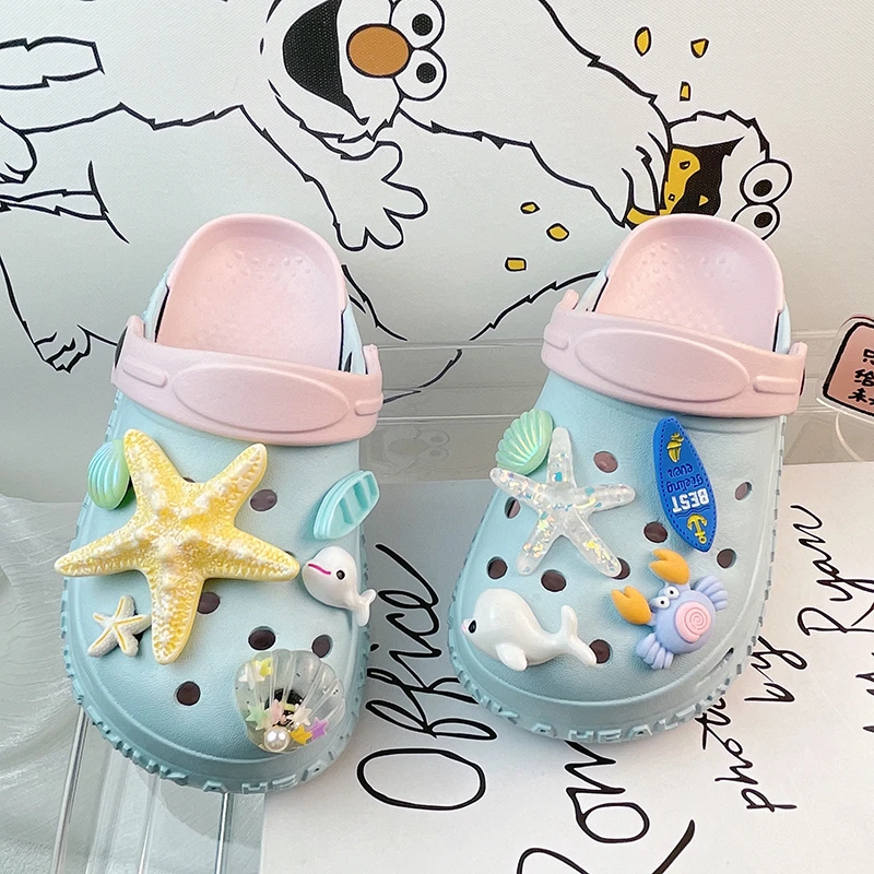 儿童洞洞鞋拖鞋外穿男童女童中大童2025新款大童凉鞋沙滩鞋一脚蹬