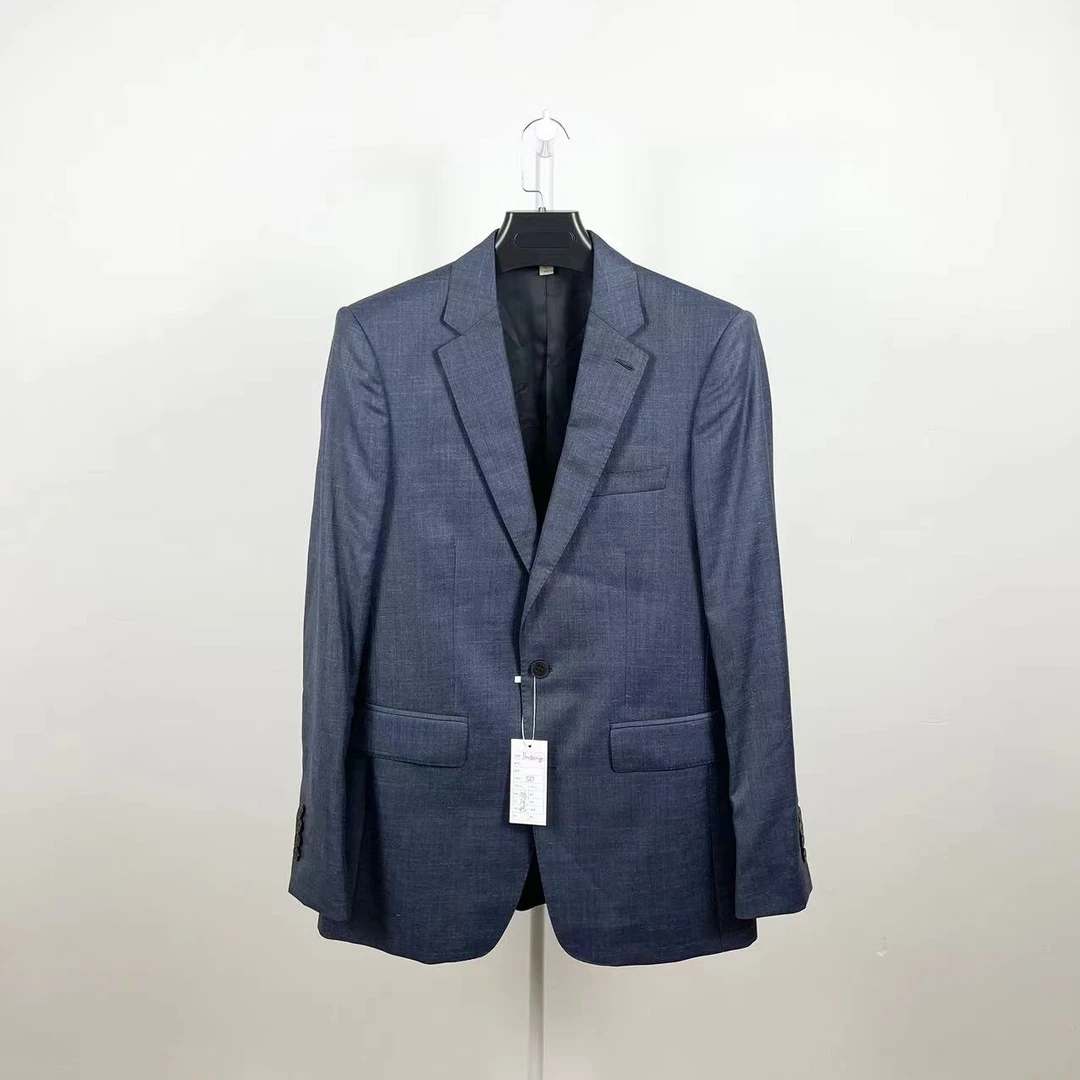 BURBERRY/博柏利/准新/藏蓝色 羊毛蚕丝混纺西服外套/尺码50