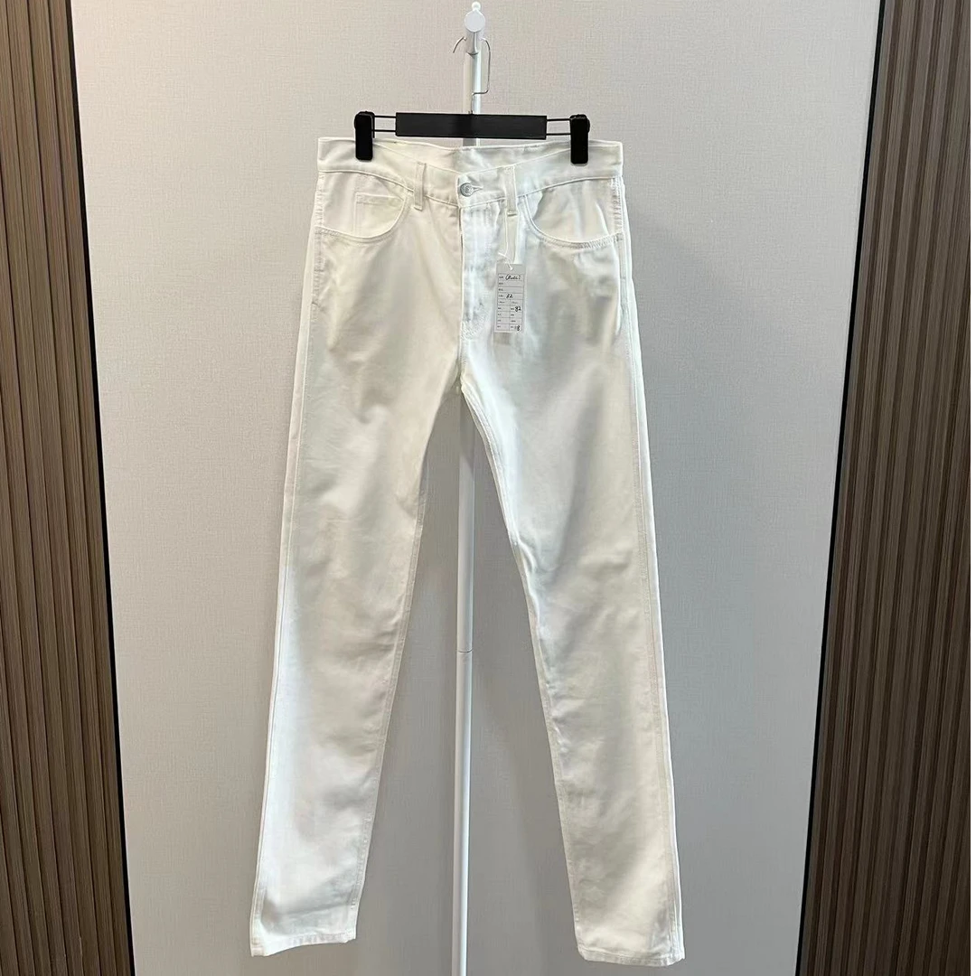 GUCCI/古驰/准新/白色皮牌logo牛仔裤长裤/尺码32