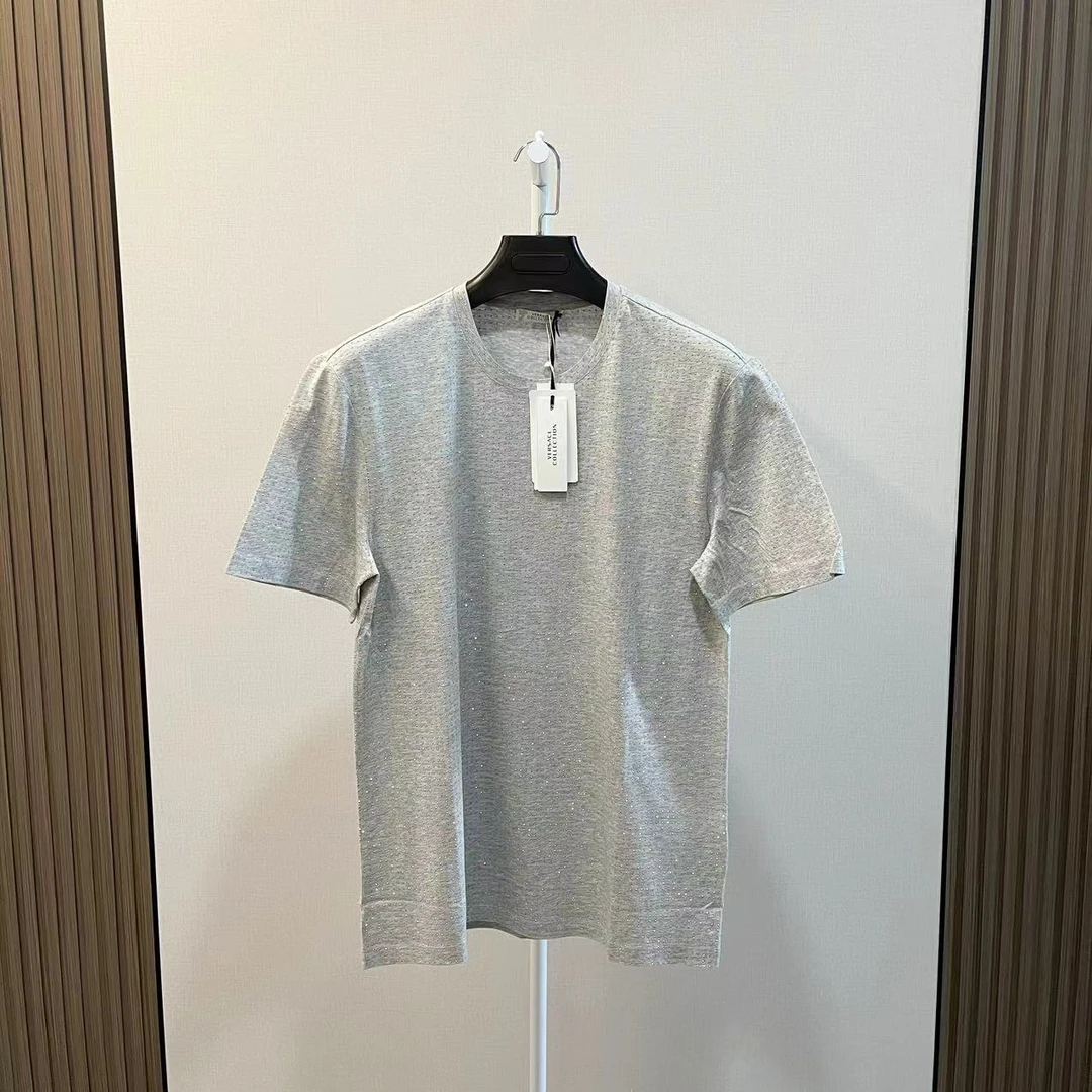 全新未使用 VERSACE/范思哲 /灰色满钻背后金属logo短袖/XS,S,L码