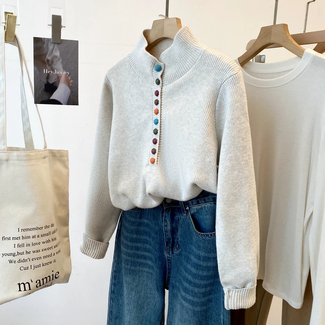 5071气质百搭毛衣针织套头女新款外搭洋气小个子上衣针织