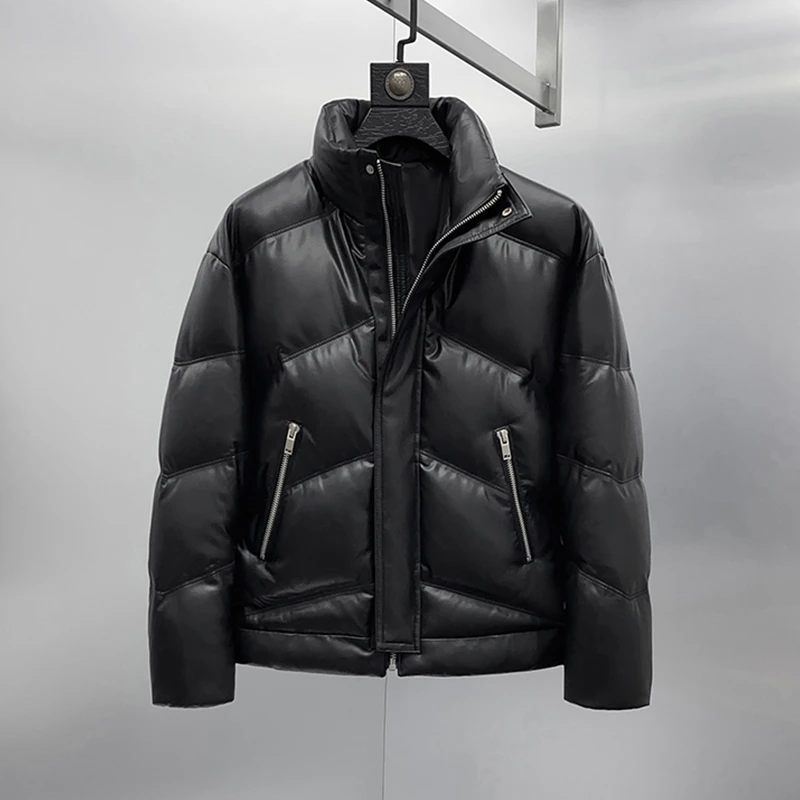 進口羊皮真皮鹅绒服男士皮衣22096