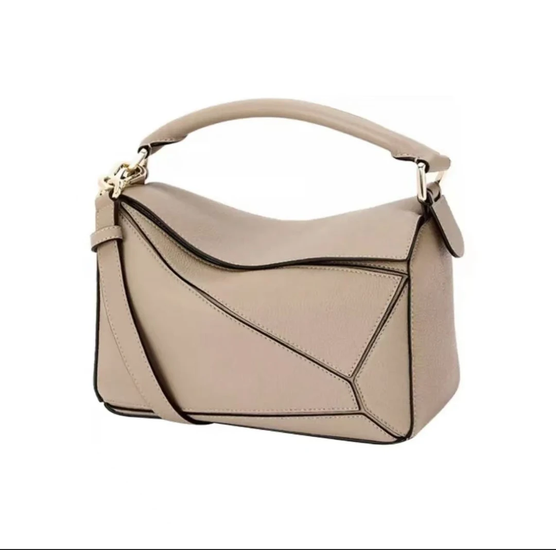 2024时尚新款高级百搭斜挎手提单肩几何包-杏色B