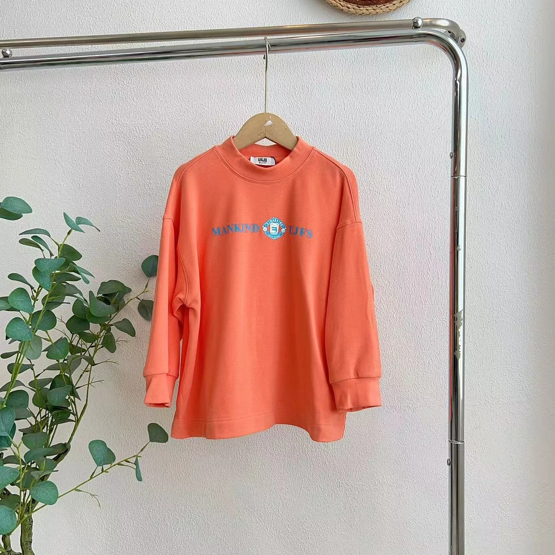 0253由浅柿橙微瑕长袖T恤