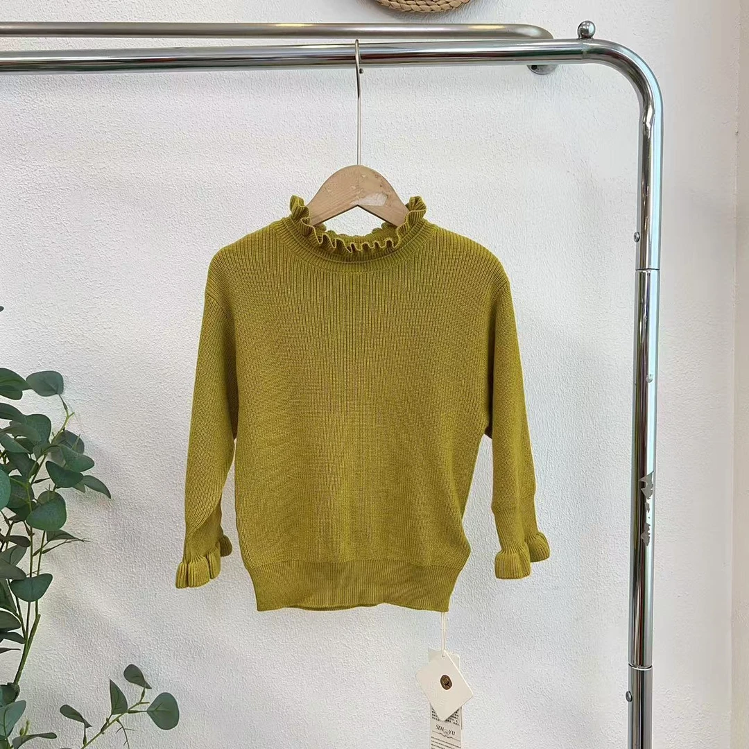 3799森黄色针织毛衫