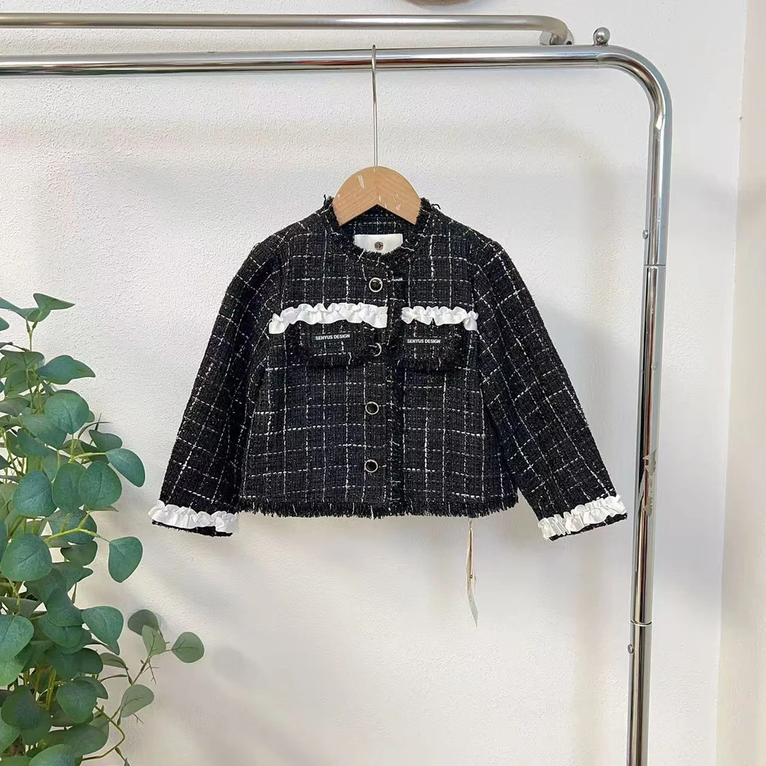 3170森黑色小香风外套