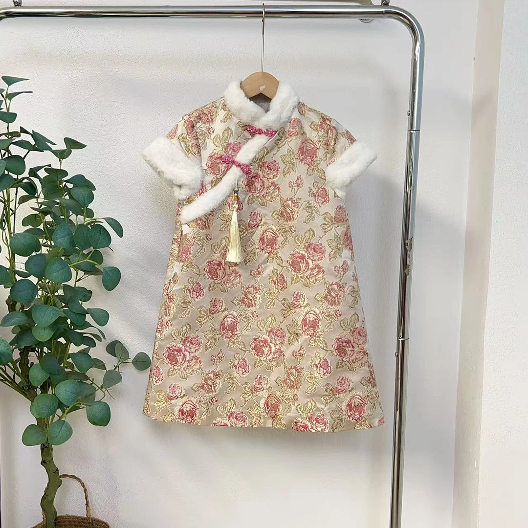 5720森粉色连衣裙