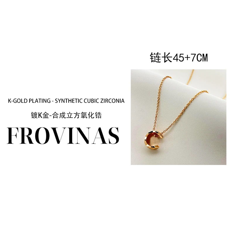 YTXL-2758轻奢百搭镶嵌水冰月项链女款时尚小众首饰品
