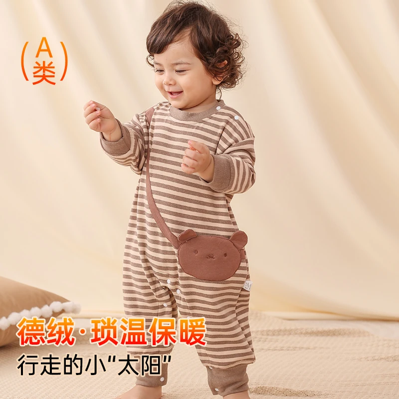 男宝女宝德绒连体衣外出连体衣宝宝冬季内搭打底衣服婴儿贴身内穿