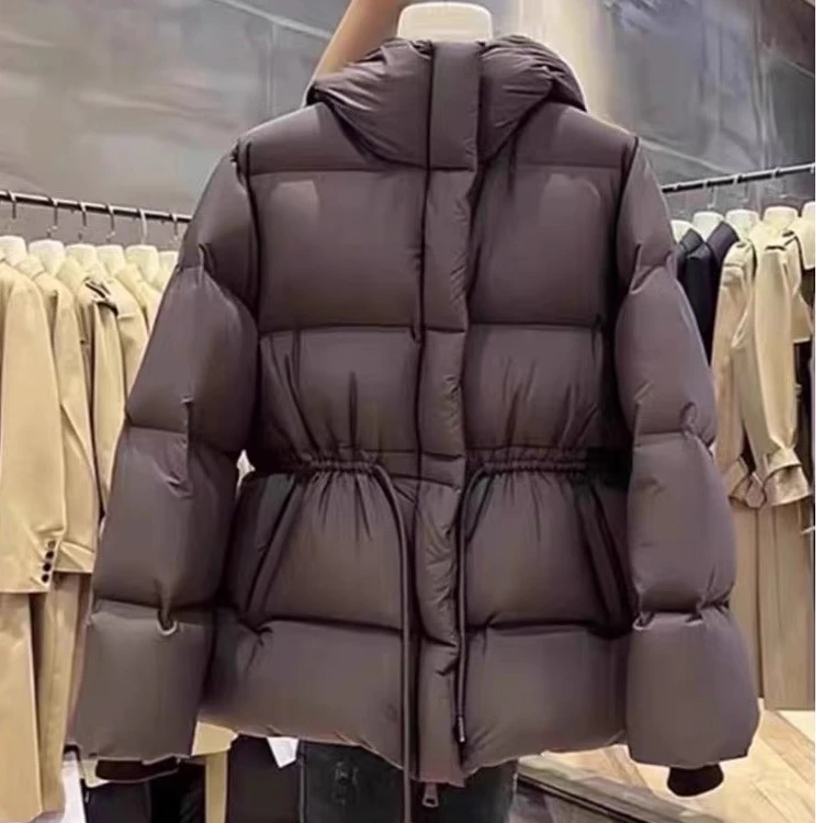 连帽收腰白鹅绒服常规款休闲百搭宽松韩版冬季保暖显瘦时尚女士