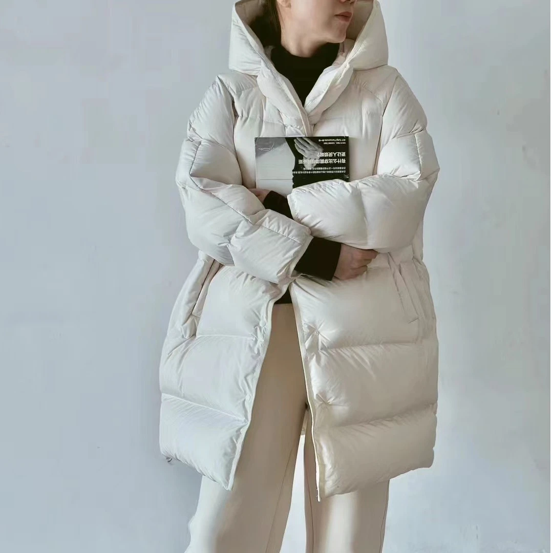 中长款鹅绒服女款时尚休闲连帽宽松保暖韩版潮流女士冬季秋冬