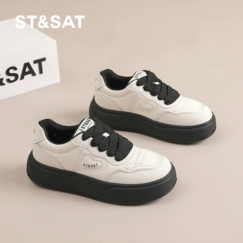 St&Sat/星期六洋气百搭小白鞋女2025春季新款厚底清新风休闲鞋子