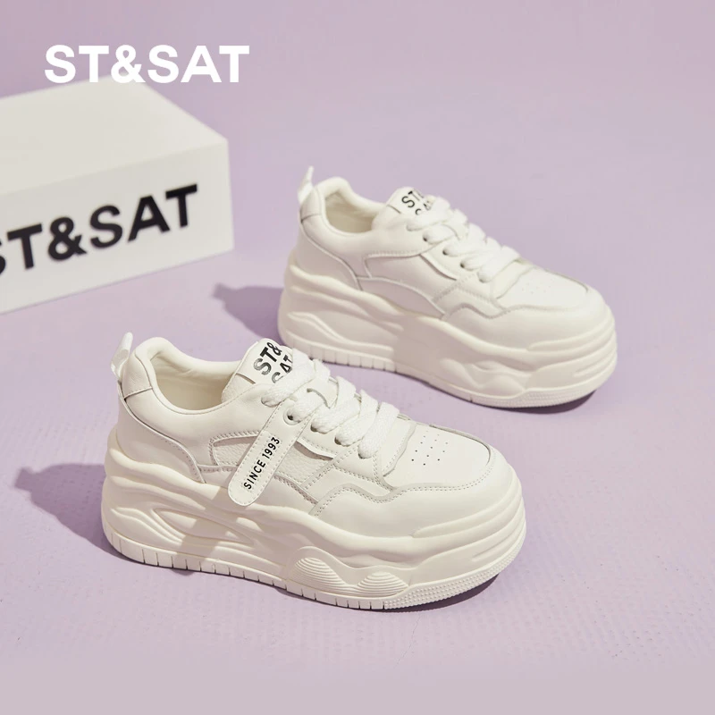 星期六厚底小白鞋女2025秋季新款6CM防滑增高显脚小百搭休闲板鞋