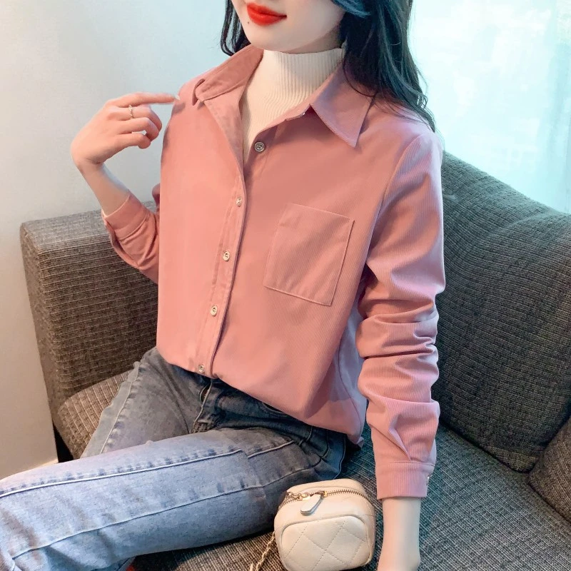 磨毛衬衫女长袖设计感小众秋冬季2024年新款绒布女士衬衣外搭上衣