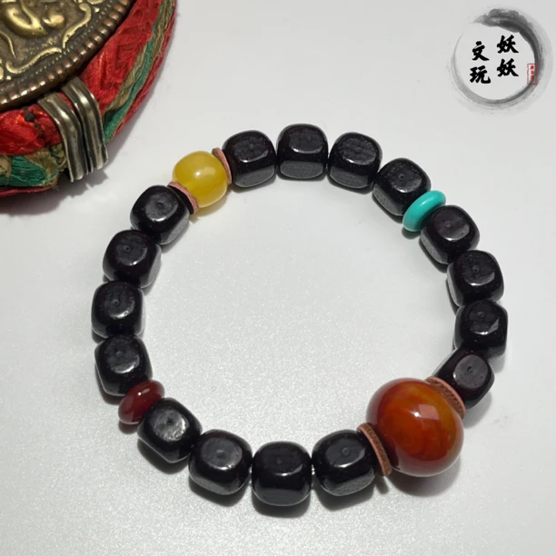 【Q28清】星月菩提六方朱供手串设计款对棱尺寸11.5mm左右
