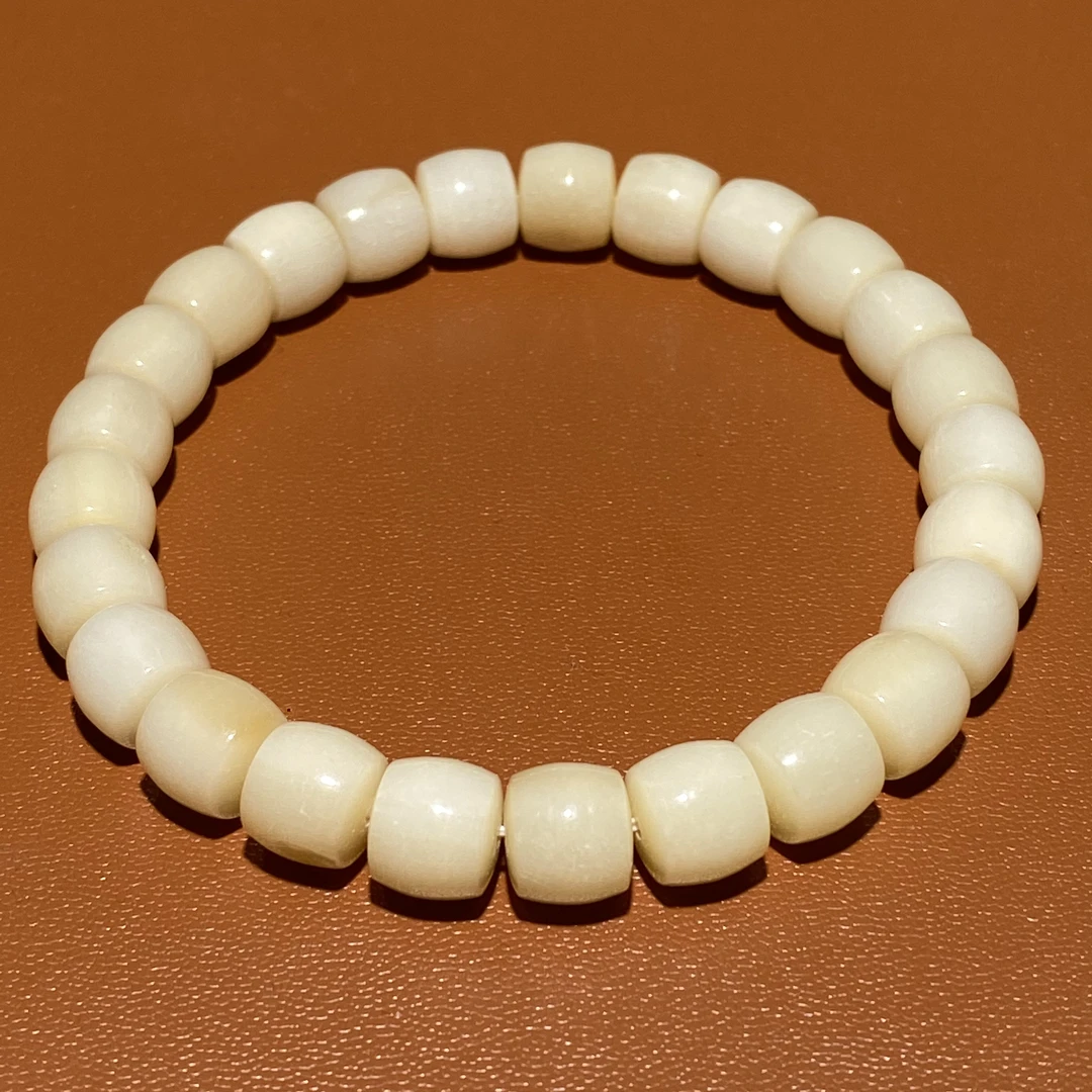【G6】‘’奶黄料‘’驼骨直切手串9*8mm 揉骨为玉素圈手串零脱脂原生态