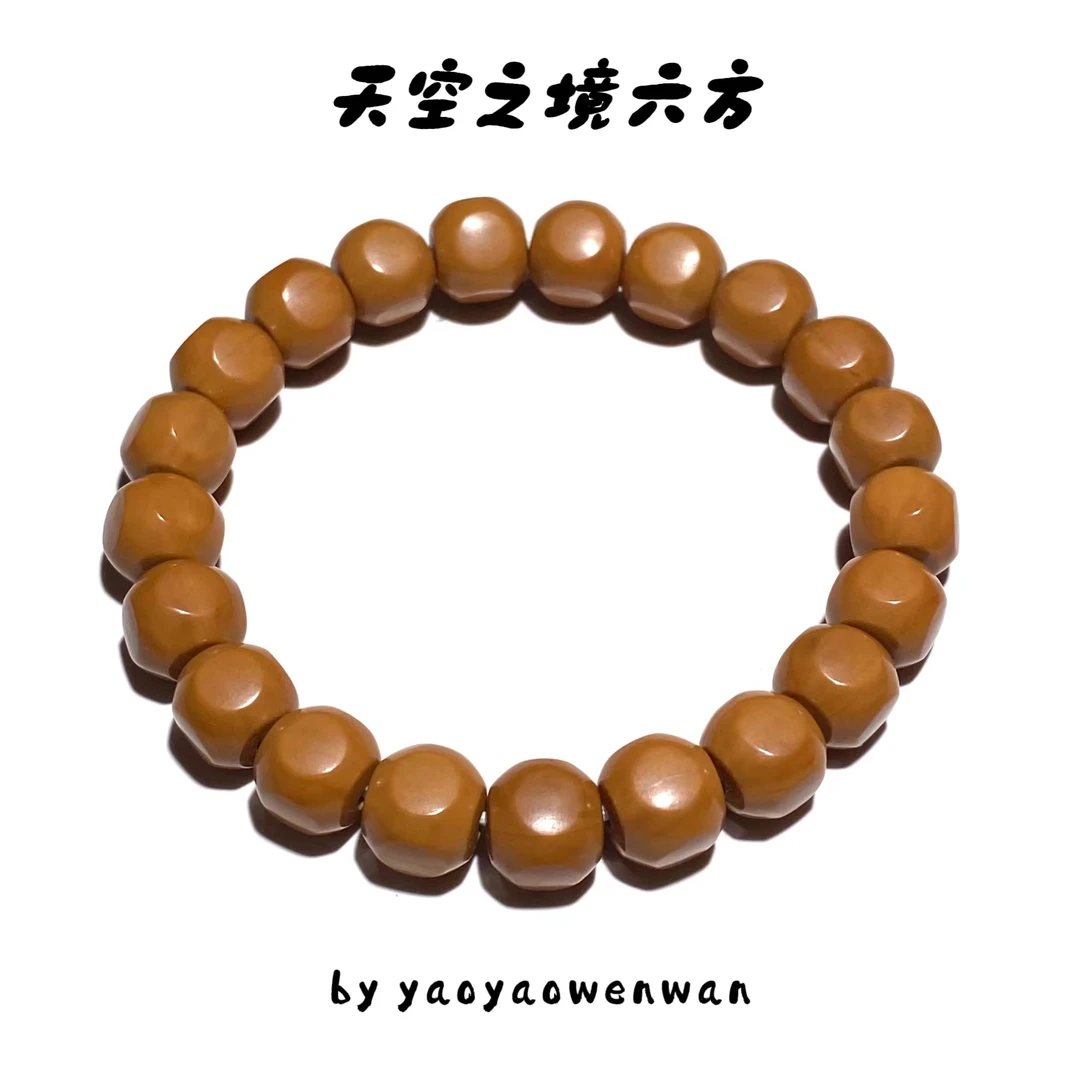 【HT33】猴头手串六方珠型10mm左右凤仙料净手盘玩对棱10mm+