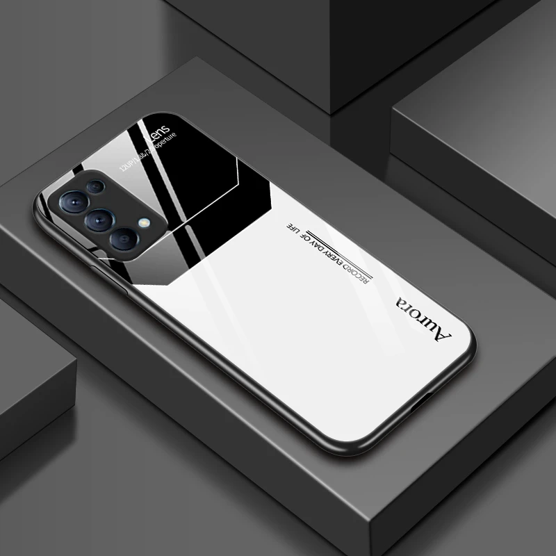 适用【OPPO Reno5】方块玻璃后盖设计高颜值防摔耐脏手机壳