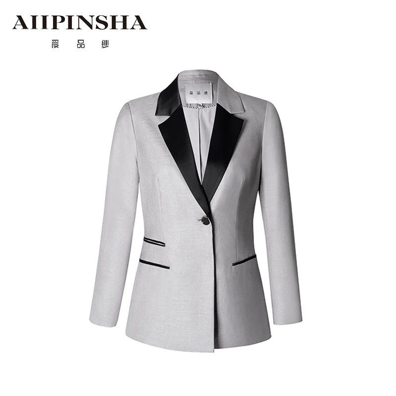 琴老板 爱品纱 小西装上衣气质时尚休闲西服修身灰色20FJ836PMS