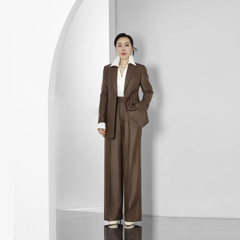 琴老板爱品纱【咖色主义】直筒简约设计师西裤E5FP064BUI