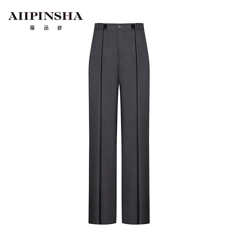 琴老板爱品纱休闲裤高腰时尚春夏阔腿宽松通勤秋冬E4SP482BRA