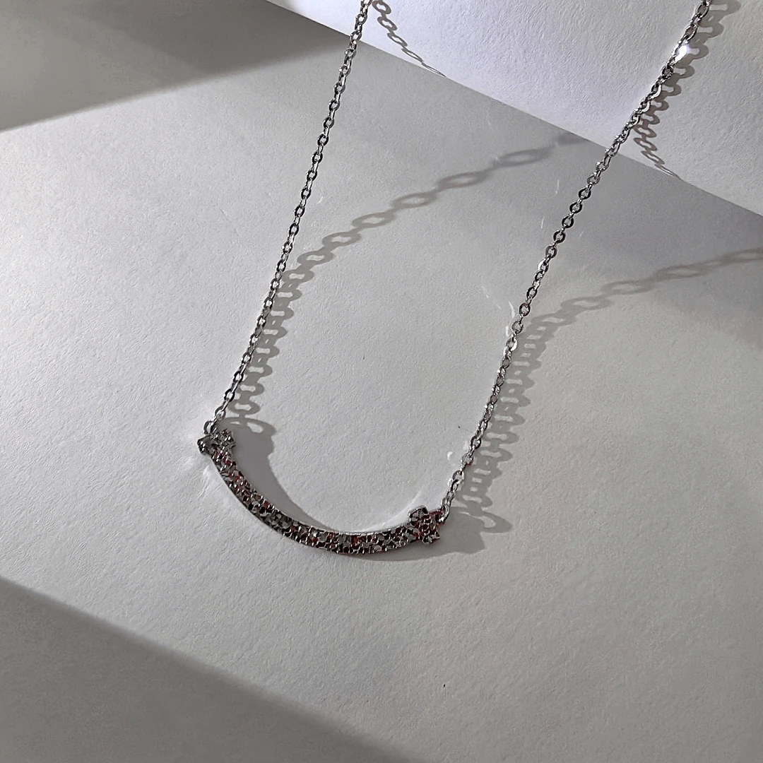 链子足银 足银990气质碎碎冰微笑套链百搭可调节项链