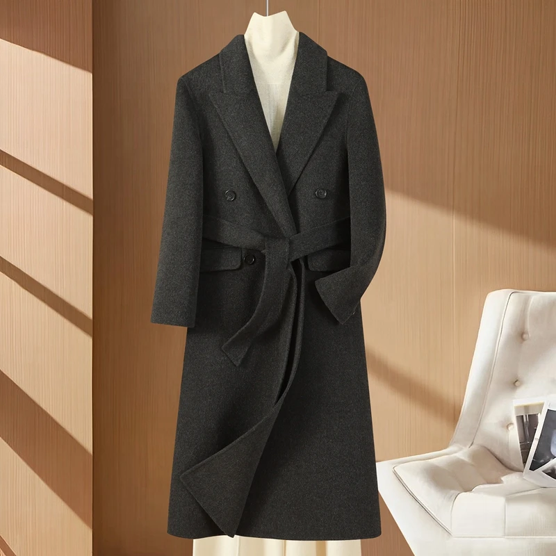 M02休闲大衣长款毛呢外套西装时尚羊绒中长款高贵气质