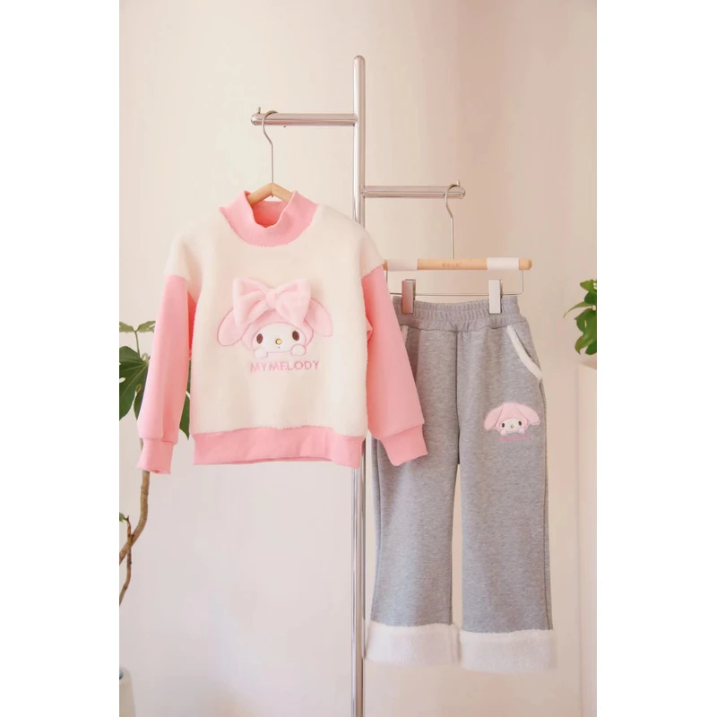 22105-粉兔子毛毛衣双面绒卫衣