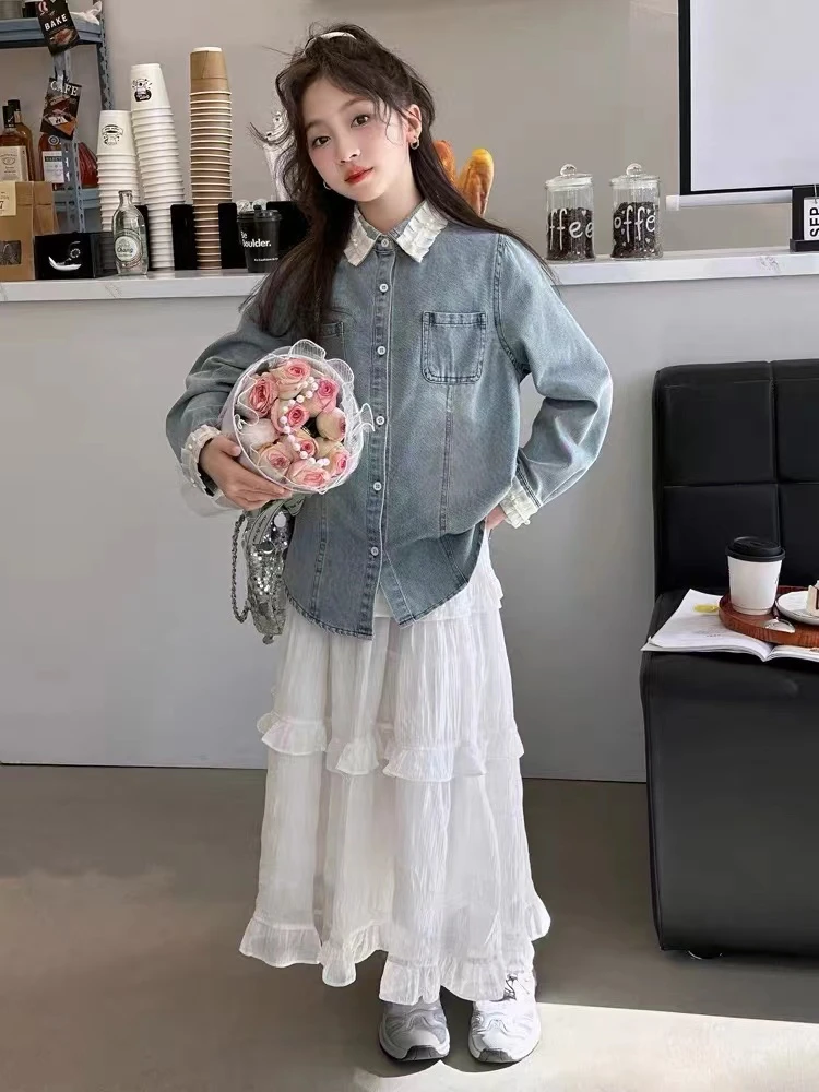 8803-中大童女童牛仔外套