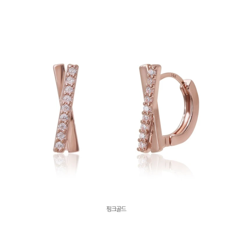 卢浮尔 合金仿水晶耳饰 简约X型14K耳环，韩国女星最爱款