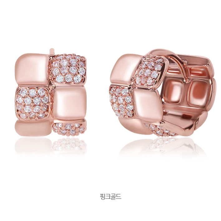 卢浮尔 合金仿水晶耳饰 水钻与锆石的交叉格设计，时尚、百搭耳环