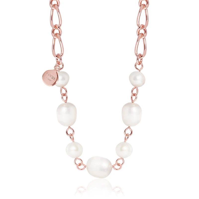 卢浮尔 合金仿珍珠项链 不规则珠珠长款链条项链ins气质轻奢时尚