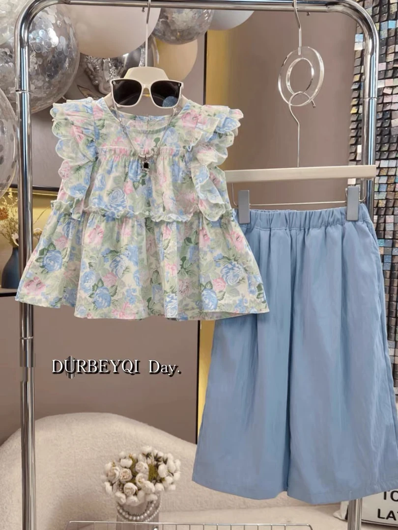 女童夏装2024新款洋气时髦套装大童女孩网红淑女儿童装夏季两件套
