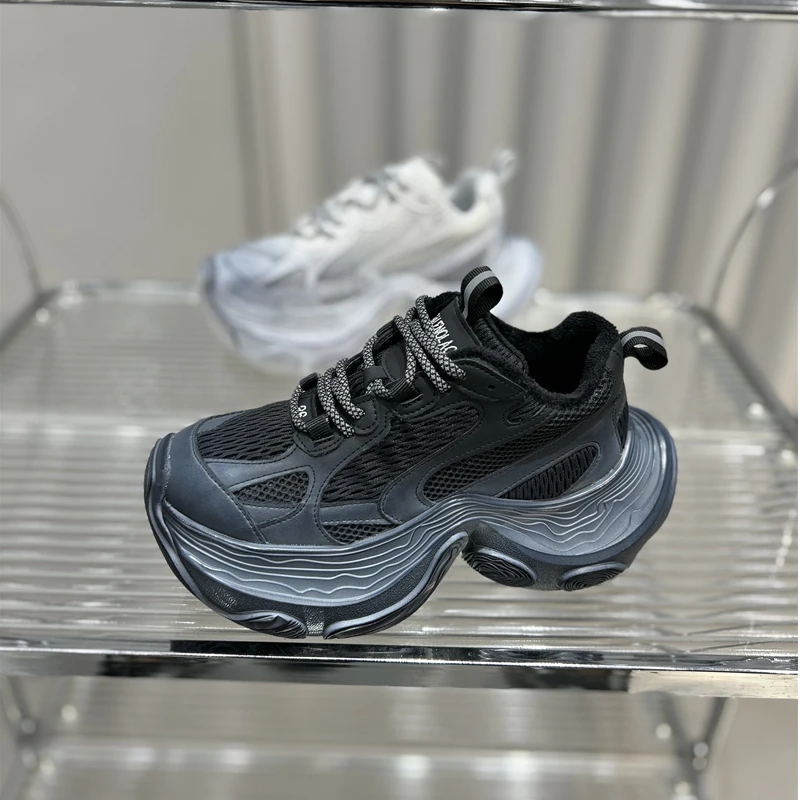 2024年新款ins超火老爹鞋厚底增高小个子女鞋擦色做旧休闲鞋女潮