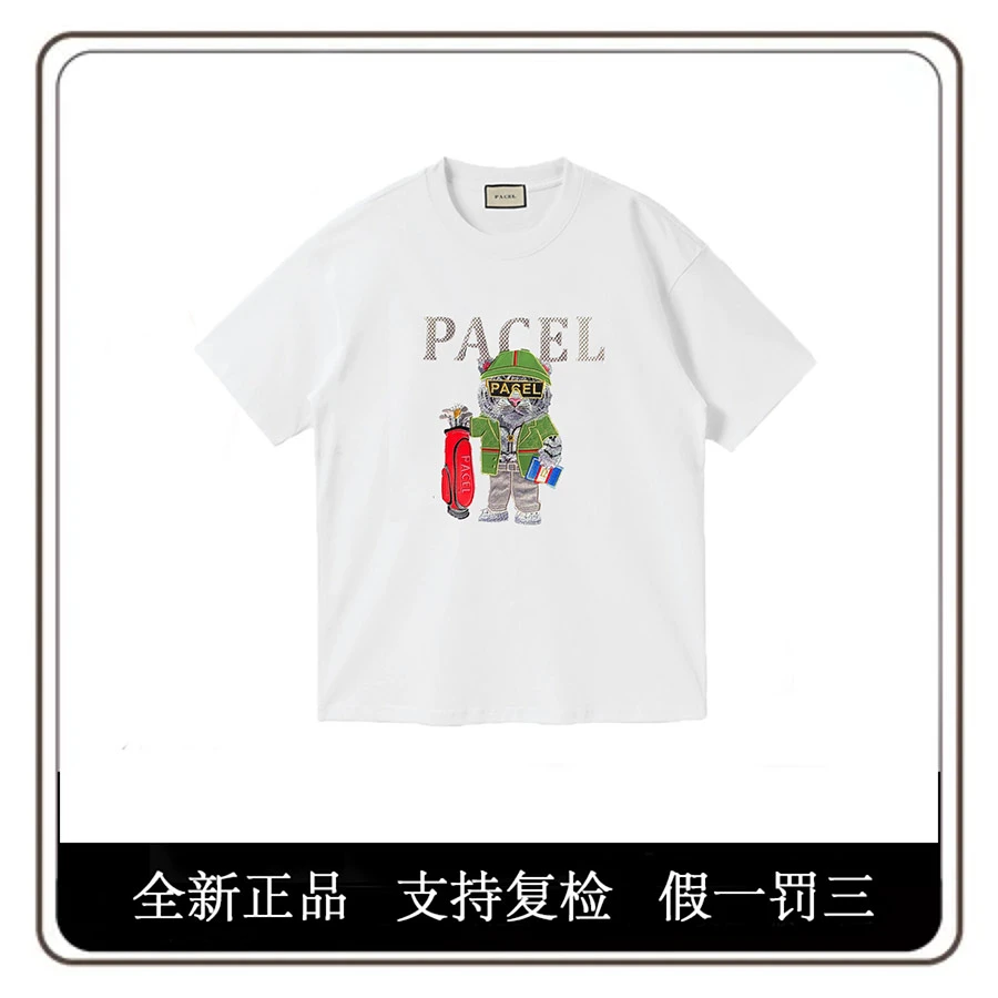 PACEL【豹哥专属】男生春夏时尚重工刺绣高尔夫短袖