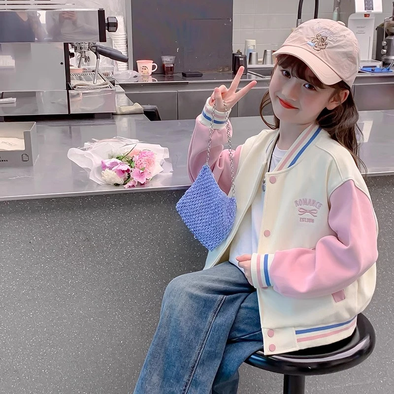 女童外套秋装2024新款洋气儿童棒球服春秋款小女孩运动秋季上衣潮