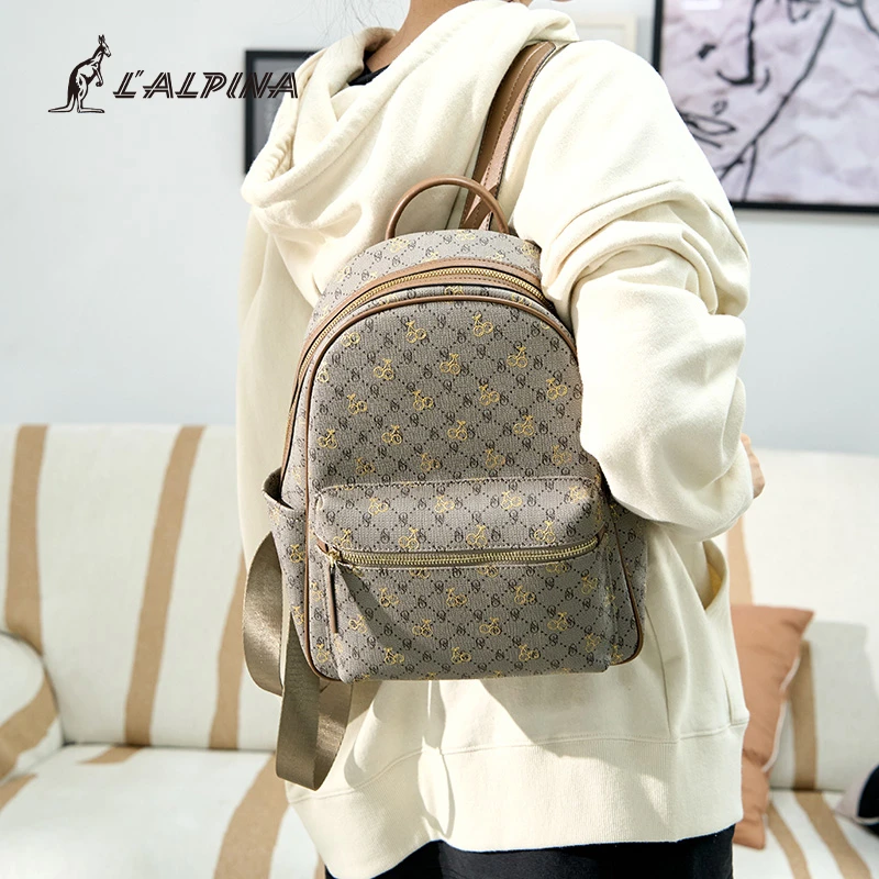 LALPINA潮流轻便双肩包女士时尚高级韩版双肩包学生休闲百搭书包