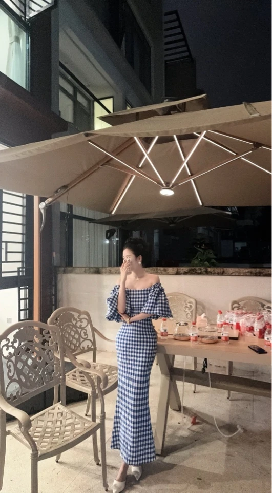 大气元（夏季新品）法式格子鱼尾裙