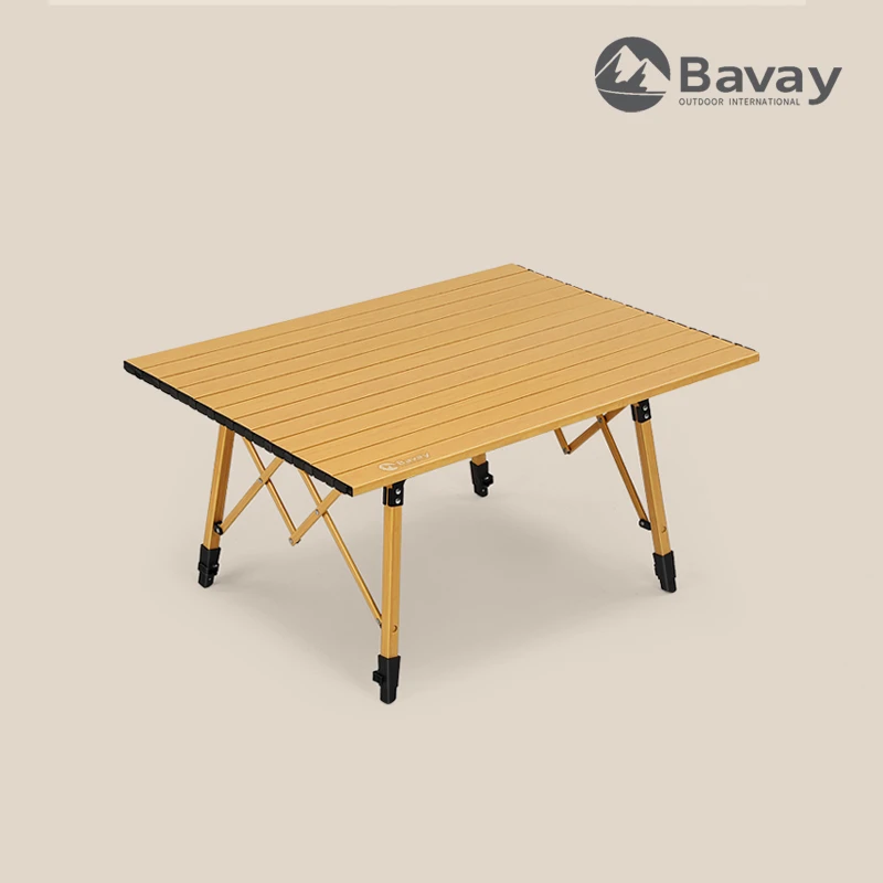 北欢【桌椅套餐】Bavay/户外折叠竹纹桌便携式可调节升降桌子野餐